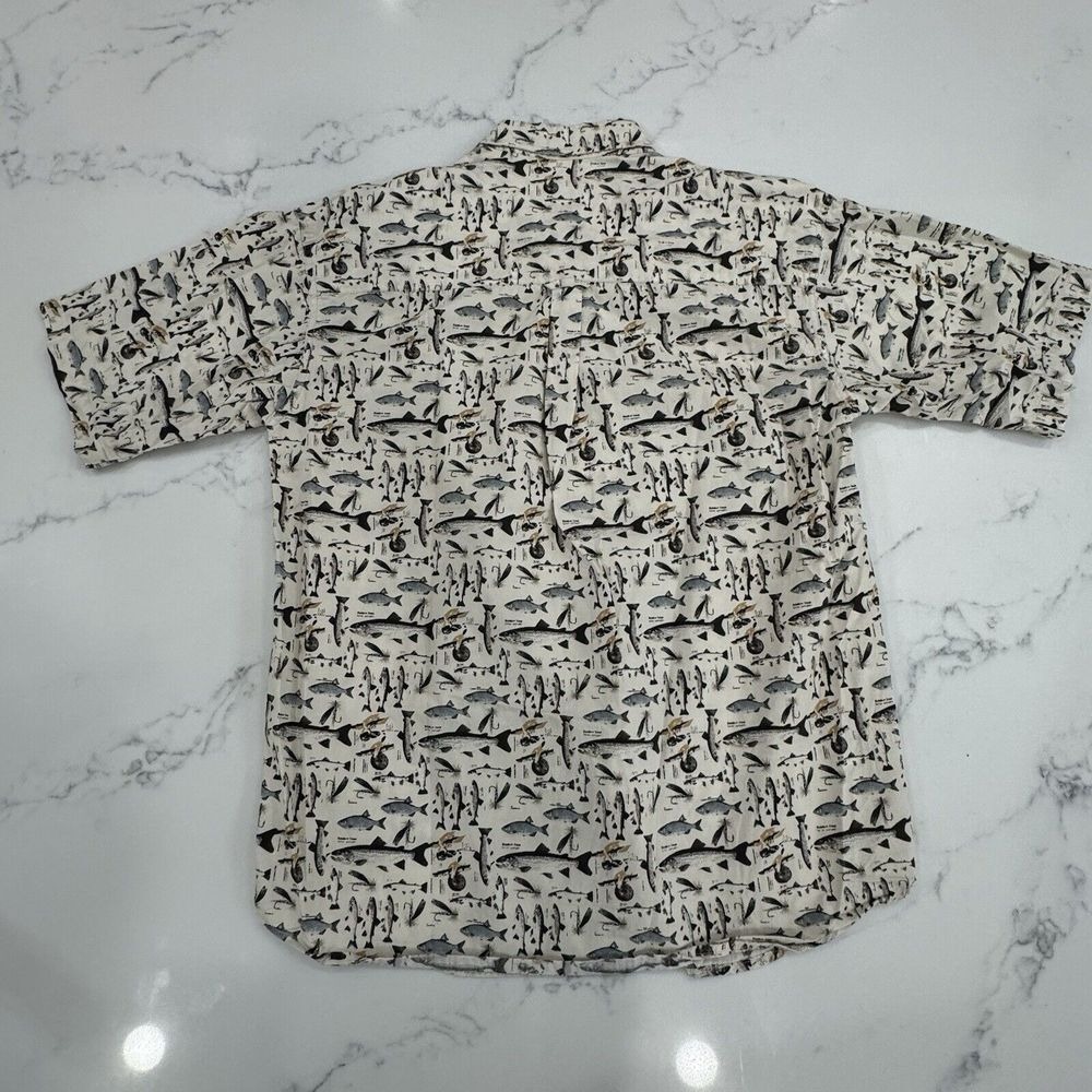 Columbia Fishing Shirt Mens M Fish Print Short Sleeve Coastal Vacation - Picture 3 of 6